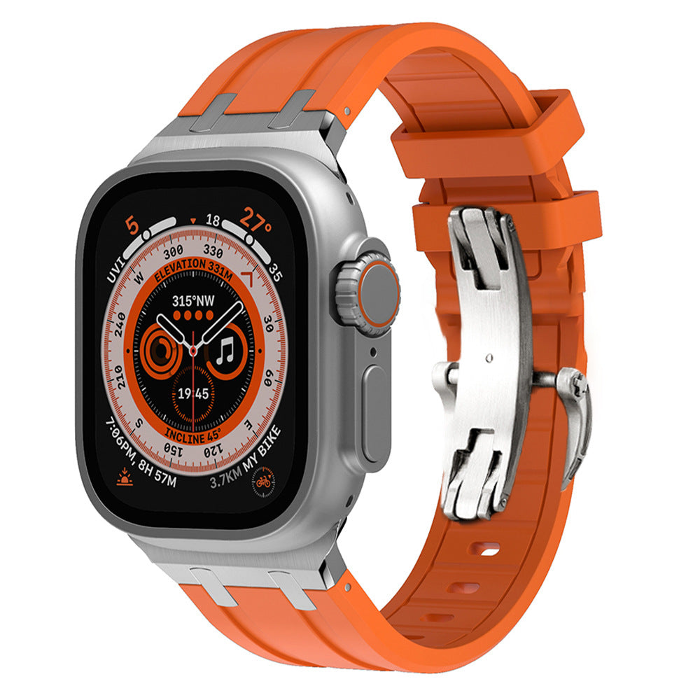 Liquid Silicone Strap with Butterfly Buckle for Apple Watch