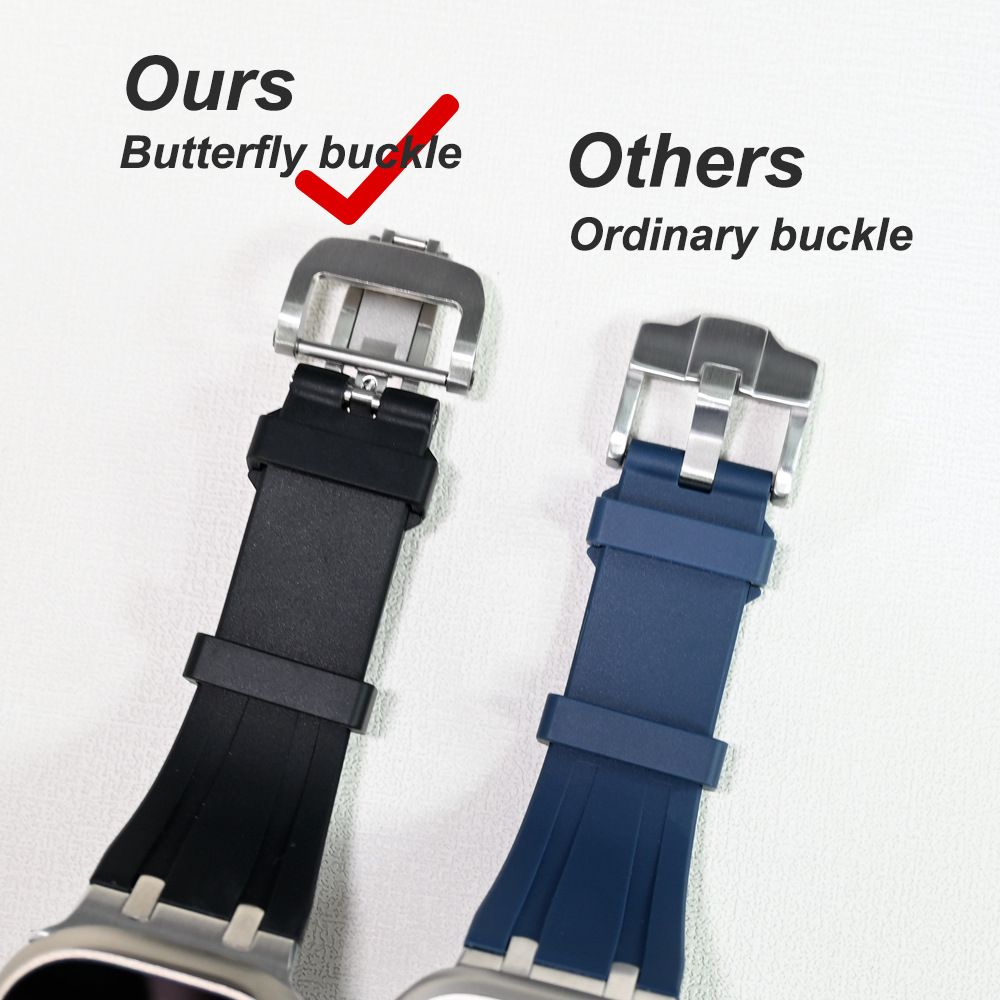 Liquid Silicone Strap with Butterfly Buckle for Apple Watch