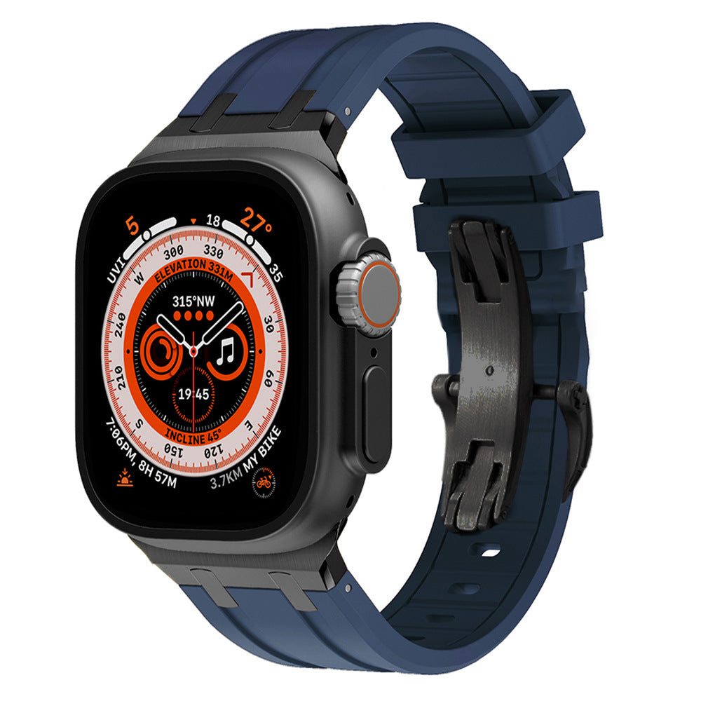 Liquid Silicone Strap with Butterfly Buckle for Apple Watch