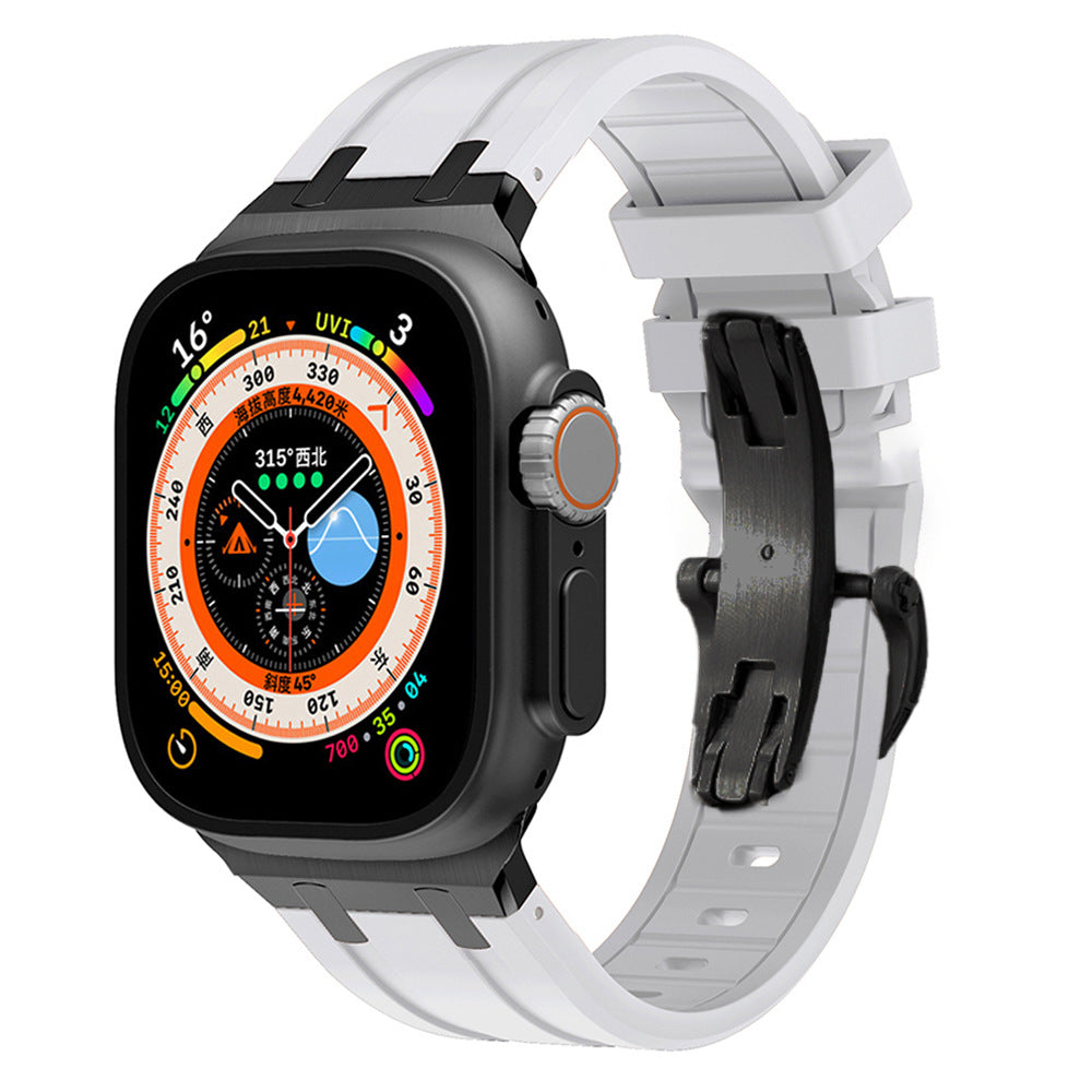 Liquid Silicone Strap with Butterfly Buckle for Apple Watch