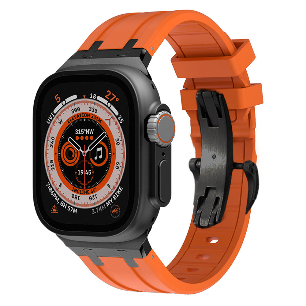 Liquid Silicone Strap with Butterfly Buckle for Apple Watch