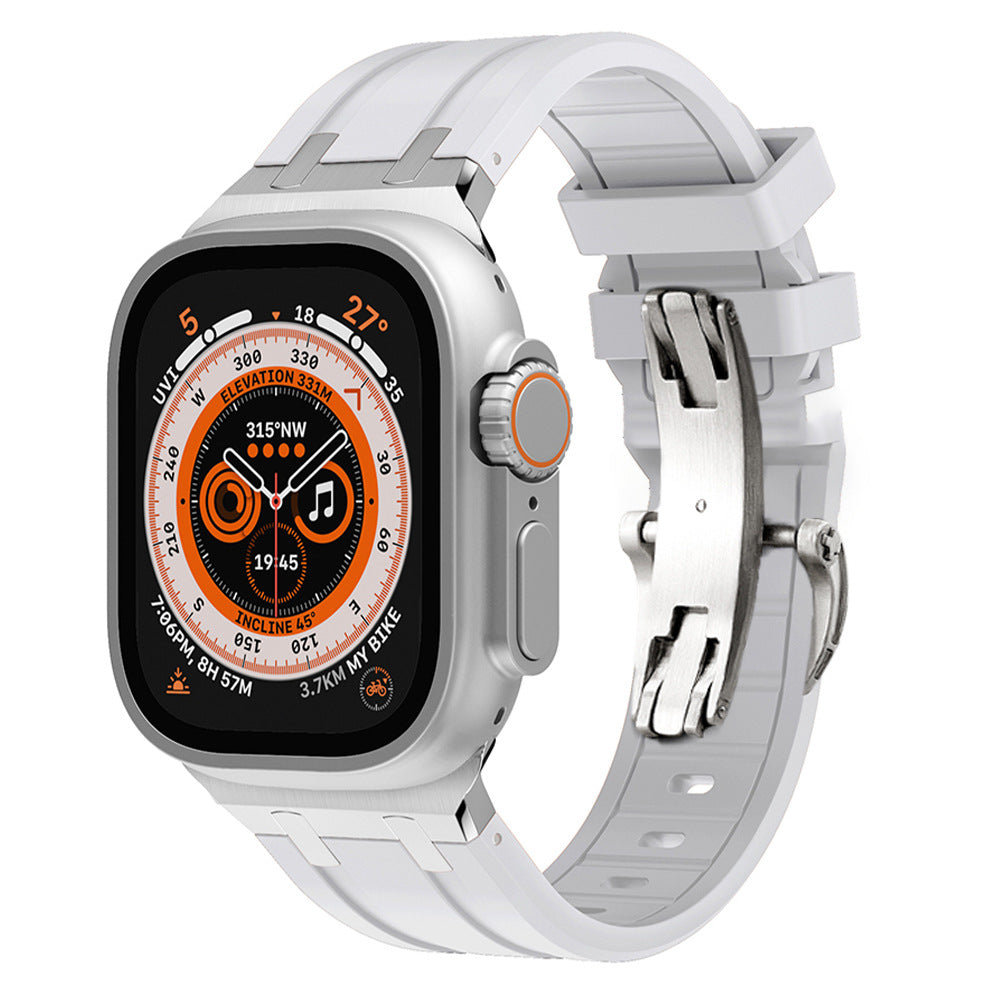 Liquid Silicone Strap with Butterfly Buckle for Apple Watch