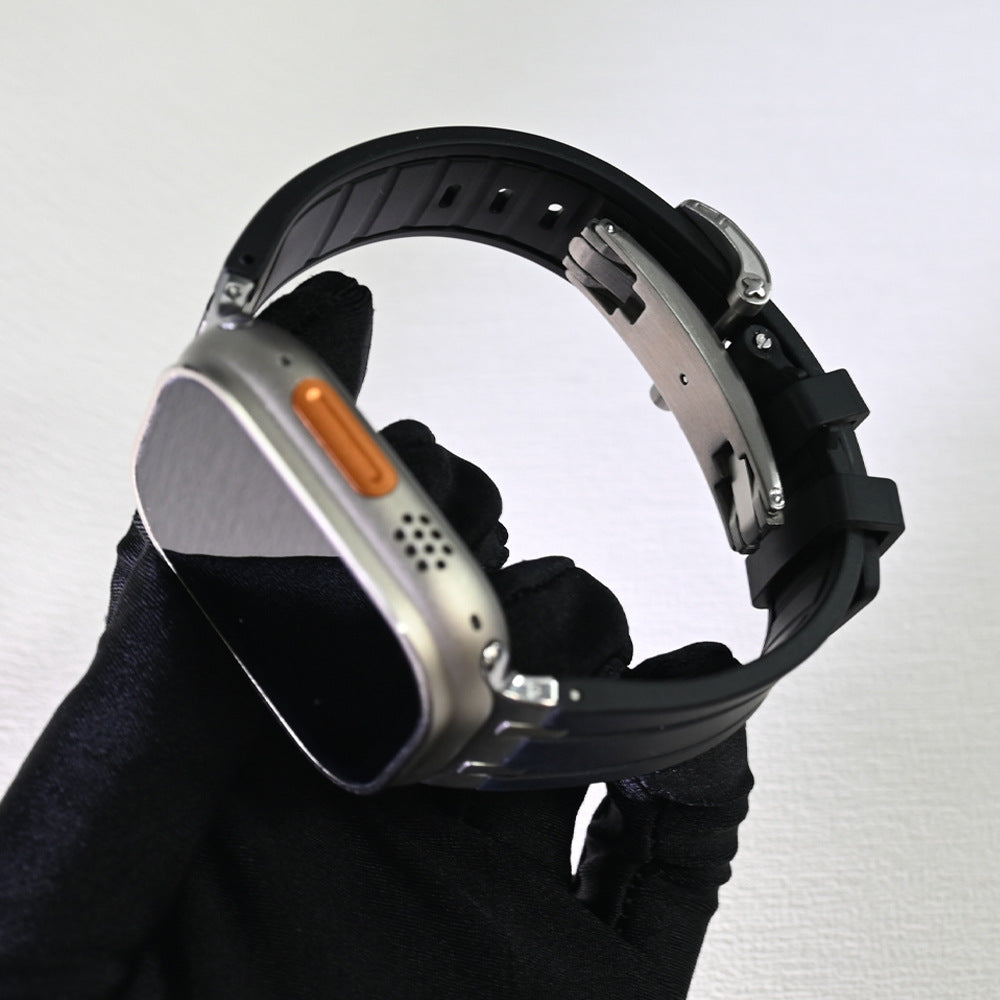 Liquid Silicone Strap with Butterfly Buckle for Apple Watch